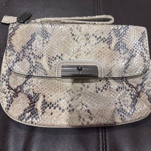 COACH Kristin Python Emb Leather Large Clutch Wristlet